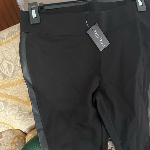 White House, Black market black leggings with faux leather stripe on side XS - Picture 3 of 5